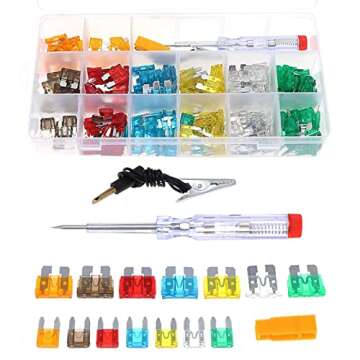 AWBLIN Automotive Test Light 3-60V DC Digital LED Ciruit Tester Auto Bidirectional Voltage Tester with Voltmeter and 220pcs Fuse Assortment Kit Assorted Replacement Blade Fuses Standard & Mini