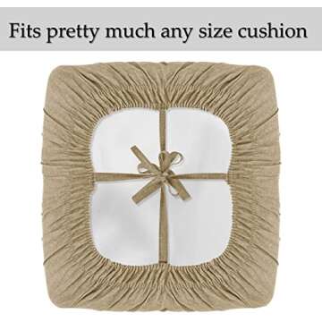 Linen Couch Cushion Covers, Sofa Cover Sofa Furniture Protector Slipcover with Bottom Tie rope, Soft Non-Slip Non-Wrinkle Non-Sticky Suitable for Chair Bench Settee Seat Loveseat Khaki 3 Pieces
