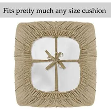 Linen Couch Cushion Covers, Sofa Cover Sofa Furniture Protector Slipcover with Bottom Tie rope, Soft Non-Slip Non-Wrinkle Non-Sticky Suitable for Chair Bench Settee Seat Loveseat Khaki 3 Pieces