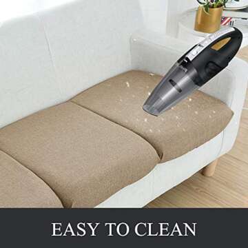 Linen Couch Cushion Covers, Sofa Cover Sofa Furniture Protector Slipcover with Bottom Tie rope, Soft Non-Slip Non-Wrinkle Non-Sticky Suitable for Chair Bench Settee Seat Loveseat Khaki 3 Pieces