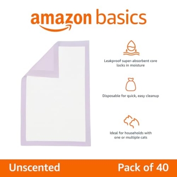 Amazon Basics Cat Pad Refills - 40 Unscented Pads