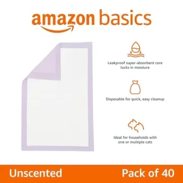Amazon Basics Cat Pad Refills - 40 Unscented Pads