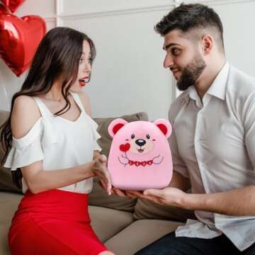 NOVBAUB Valentine's Day Bear Stuffed Animal 8 Inch Cute Pink Bear Plush Stuffed Animals for Girls Teens Love Heart Soft Stuffed Plush Pillows for Kids Teens Adults Birthday Valentine's Day Gift