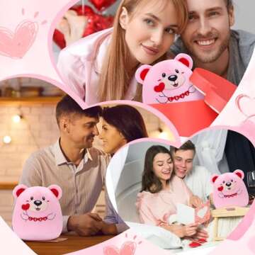 NOVBAUB Valentine's Day Bear Stuffed Animal 8 Inch Cute Pink Bear Plush Stuffed Animals for Girls Teens Love Heart Soft Stuffed Plush Pillows for Kids Teens Adults Birthday Valentine's Day Gift
