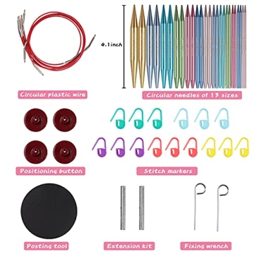 Ruidi 13 Pairs of Circular Knitting Needles Set
