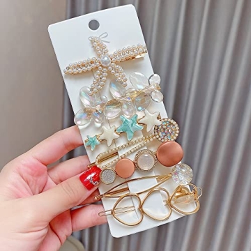 Handmade Pearl Hair Clips Set - 15 Elegant Barrettes for Women