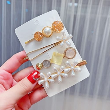 Handmade Pearl Hair Clips Set - 15 Elegant Barrettes for Women