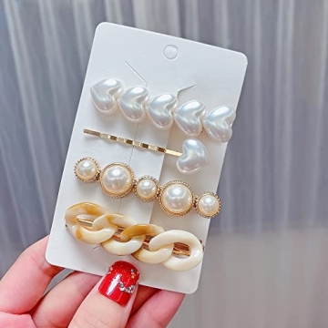 Handmade Pearl Hair Clips Set - 15 Elegant Barrettes for Women