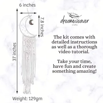 DREAMWEAVER CRAFTS Macramé Moon Dreamcatcher DIY Craft Kit – Make Your Own Bohemian Style Home Décor Wall Hanging – Rewarding Art Project for Teens or Adults