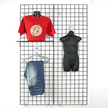 Econoco Commerical Grid Panels, 2' Width x 5' Height, White (Pack of 3)