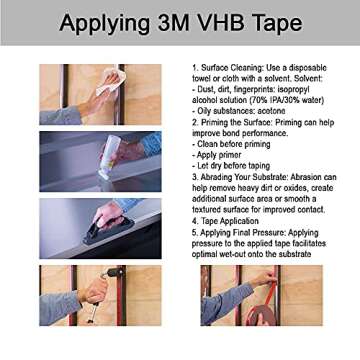 Hitaco 3M VHB Double Sided Tape Acrylic Foam Tape, Heavy Duty, Industrial Mounting Waterproof, LED Strip Lights, Car Decor, Home Decor and Office Décor, 33 Feet x 0.4 Inch, (Double Sided Tape 5925)