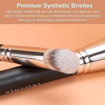 TEOYALL Contour Conceal Brush Set, 3PCS Angled Synthetic Under Eye Concealer Brush for Blending Setting Buffing with Liquid, Cream and Powder Cosmetic (270S/370S/Angled)