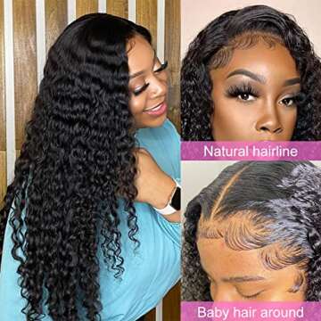 moda&mode Deep Wave Lace Front Wigs Human Hair Wigs for Black Women 150% Density 13x4 HD Frontal Wig...