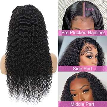 moda&mode Deep Wave Lace Front Wigs Human Hair Wigs for Black Women 150% Density 13x4 HD Frontal Wigs Human Hair Lace Front Wigs Pre Plucked with Baby Hair Natural Hairline (22inch)