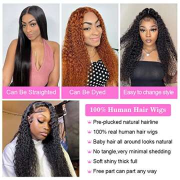 moda&mode Deep Wave Lace Front Wigs Human Hair Wigs for Black Women 150% Density 13x4 HD Frontal Wigs Human Hair Lace Front Wigs Pre Plucked with Baby Hair Natural Hairline (22inch)