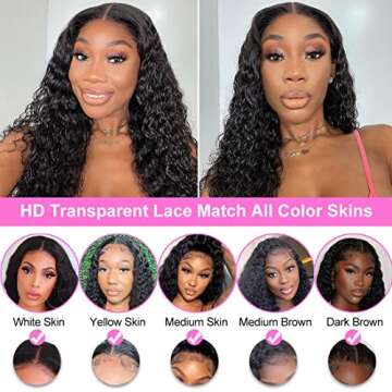 moda&mode Deep Wave Lace Front Wigs Human Hair Wigs for Black Women 150% Density 13x4 HD Frontal Wigs Human Hair Lace Front Wigs Pre Plucked with Baby Hair Natural Hairline (22inch)