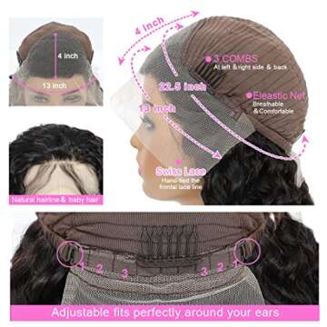 moda&mode Deep Wave Lace Front Wigs Human Hair Wigs for Black Women 150% Density 13x4 HD Frontal Wigs Human Hair Lace Front Wigs Pre Plucked with Baby Hair Natural Hairline (22inch)