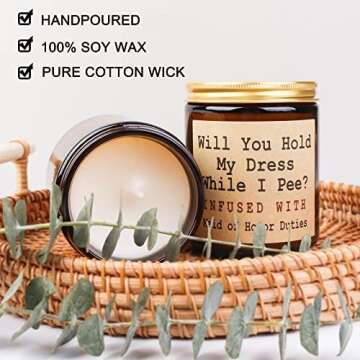 Unique Bridesmaid Gifts with Soy Wax Vanilla Candle