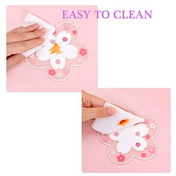 Sakura Coffee Cup Mat Kawaii Coaster 2PCS Cute Cherry Blossom PVC Home Tea Mug Pink Flower Pattern A...