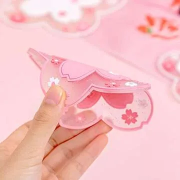 Sakura Coffee Cup Mat Kawaii Coaster 2PCS Cute Cherry Blossom PVC Home Tea Mug Pink Flower Pattern Anti-Skid Pot Bowl Pad Placemat for Desk Drink Table Decor Kawaii Accessories (Small)