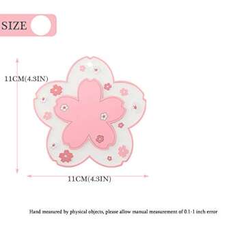 Sakura Coffee Cup Mat Kawaii Coaster 2PCS Cute Cherry Blossom PVC Home Tea Mug Pink Flower Pattern Anti-Skid Pot Bowl Pad Placemat for Desk Drink Table Decor Kawaii Accessories (Small)