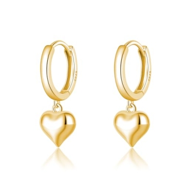 SLUYNZ 925 Sterling Silver Heart Hoop Earrings - Adorable and Elegant