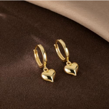 Heart-Shaped Solid 925 Silver Hoop Earrings for Women
