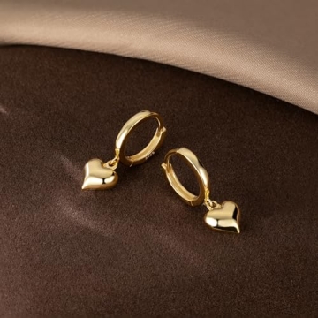 Heart-Shaped Solid 925 Silver Hoop Earrings for Women