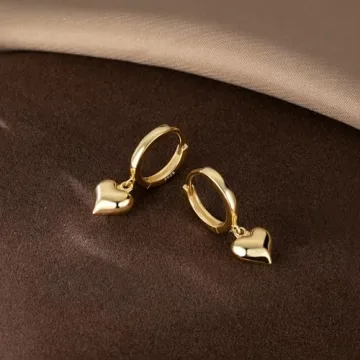 Heart-Shaped Solid 925 Silver Hoop Earrings for Women