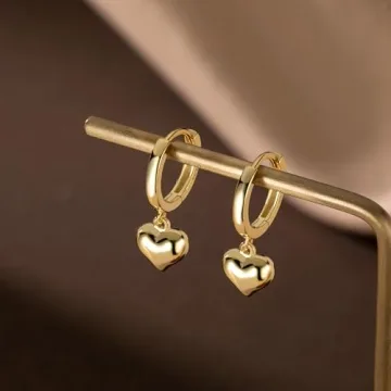 Heart-Shaped Solid 925 Silver Hoop Earrings for Women