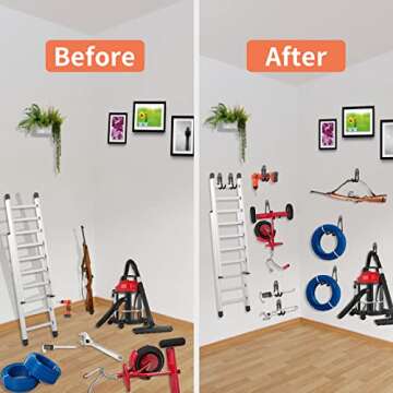 HUPBIPY 12 Pack Garage Hooks Heavy Duty Utility Steel with Anti-Slip Coating Wall Mount Storage Organizer for Hanging Power and Garden Tools, Ladders, Hose, Bikes, Ropes, Bulk Items, and More