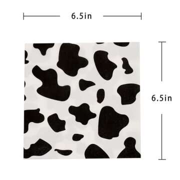Pandecor 50 Pack 3 Layers Cow Birthday Party Supplies,6.5 x 6.5 In Paper Napkins,Cow Print Farm Anim...