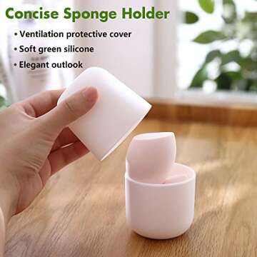 BEZOX Makeup Sponge Holder, Beauty Sponges Case for Travel, Make-up Face Blender Silicone Container ...