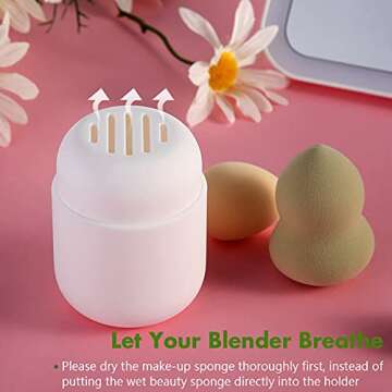 BEZOX Makeup Sponge Holder, Beauty Sponges Case for Travel, Make-up Face Blender Silicone Container (BLENDER NOT INCLUDED) - White
