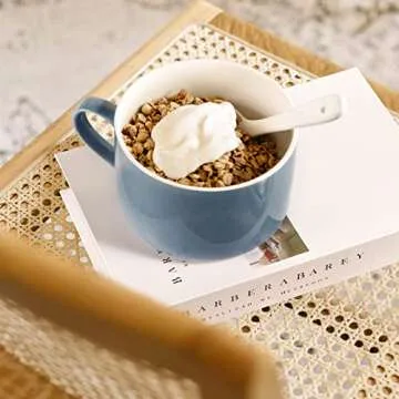 Versatile 30oz Ceramic Soup Bowls with Spoons Set