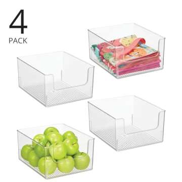 mDesign Modern Plastic Open Front Dip Storage Organizer Bin Basket for Kitchen Organization - 4 Pack