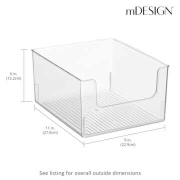 mDesign Modern Open Front Kitchen Storage Bins - 4 Pack