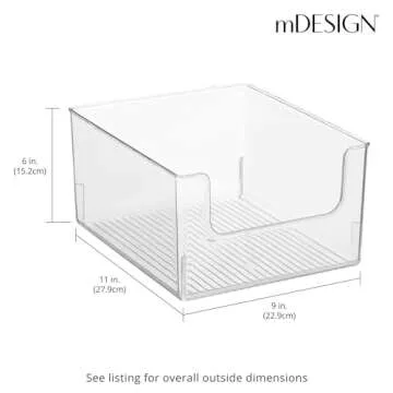 mDesign Modern Open Front Kitchen Storage Bins - 4 Pack