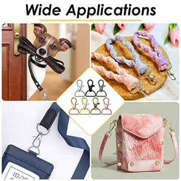 Swivel Clasp Hooks, Anezus 80Pcs Key Chain Clip Hooks, D Ring Clip Lanyard Hardware for Keychain Mak...