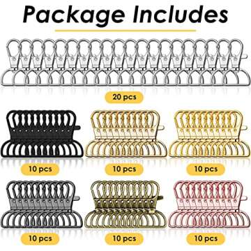 Swivel Clasp Hooks, Anezus 80Pcs Key Chain Clip Hooks, D Ring Clip Lanyard Hardware for Keychain Making, Lanyard Making, Purse Hardware, DIY Craft (3/4” Inside Width)
