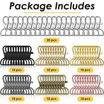 Swivel Clasp Hooks, Anezus 80Pcs Key Chain Clip Hooks, D Ring Clip Lanyard Hardware for Keychain Making, Lanyard Making, Purse Hardware, DIY Craft (3/4” Inside Width)