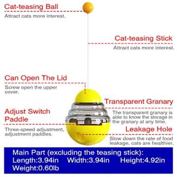 KITTYIT Cat Treat Dispenser Toys Interactive Kitten Puzzle Toy Infoor for Cats Kitten Food Dispensing Balls Kitty Feeding Puzzles Treats Feeder Ball Pet Birthday Gift A