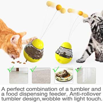 KITTYIT Cat Treat Dispenser Toys Interactive Kitten Puzzle Toy Infoor for Cats Kitten Food Dispensing Balls Kitty Feeding Puzzles Treats Feeder Ball Pet Birthday Gift A