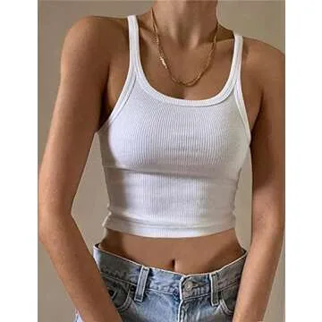 Stylish MISSACTIVER Women's Rib Knit Crop Tank Top