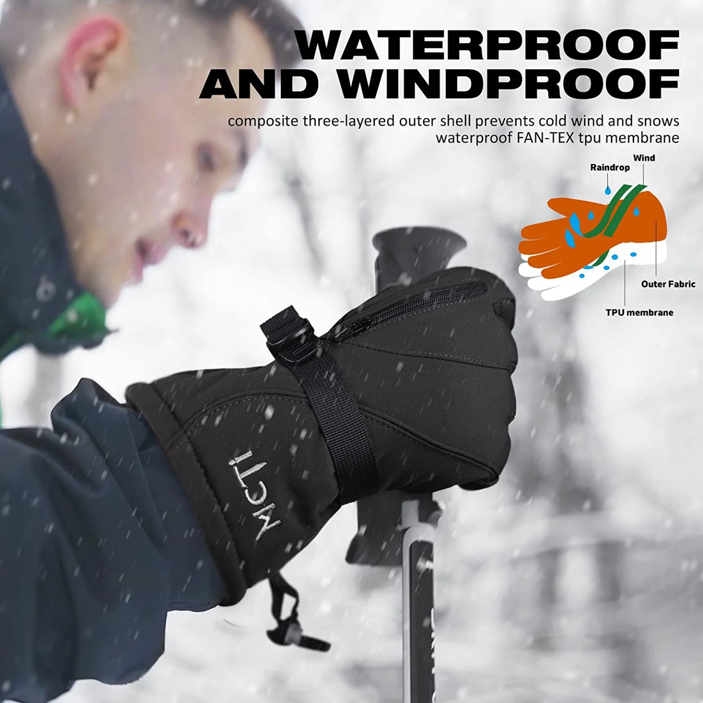 MCTi Men's Waterproof Ski Gloves with 3M Thinsulate