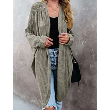 MEROKEETY Oversized Women’s Waffle Knit Cardigan for Fall