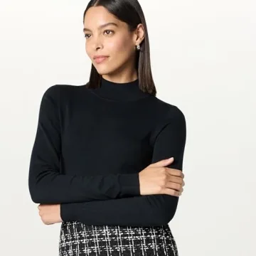 The Drop Women’s Maura Long Sleeve Mock Neck Sweater, Black, XL