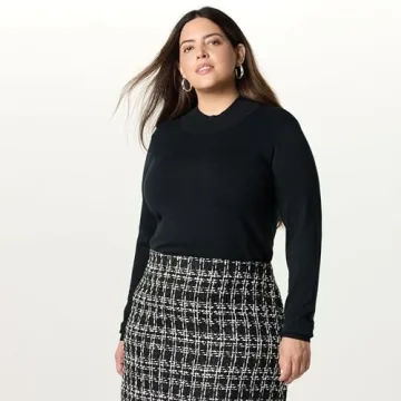 The Drop Women’s Maura Long Sleeve Mock Neck Sweater, Black, XL