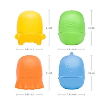 Ubbi Interchangeable Bath Toys for Toddlers and Baby, Colorful Mix and Match Baby Bath Accessory, Water Toys for Toddler Bath Playtime, Set of 4