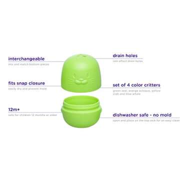 Ubbi Interchangeable Bath Toys for Toddlers and Baby, Colorful Mix and Match Baby Bath Accessory, Water Toys for Toddler Bath Playtime, Set of 4